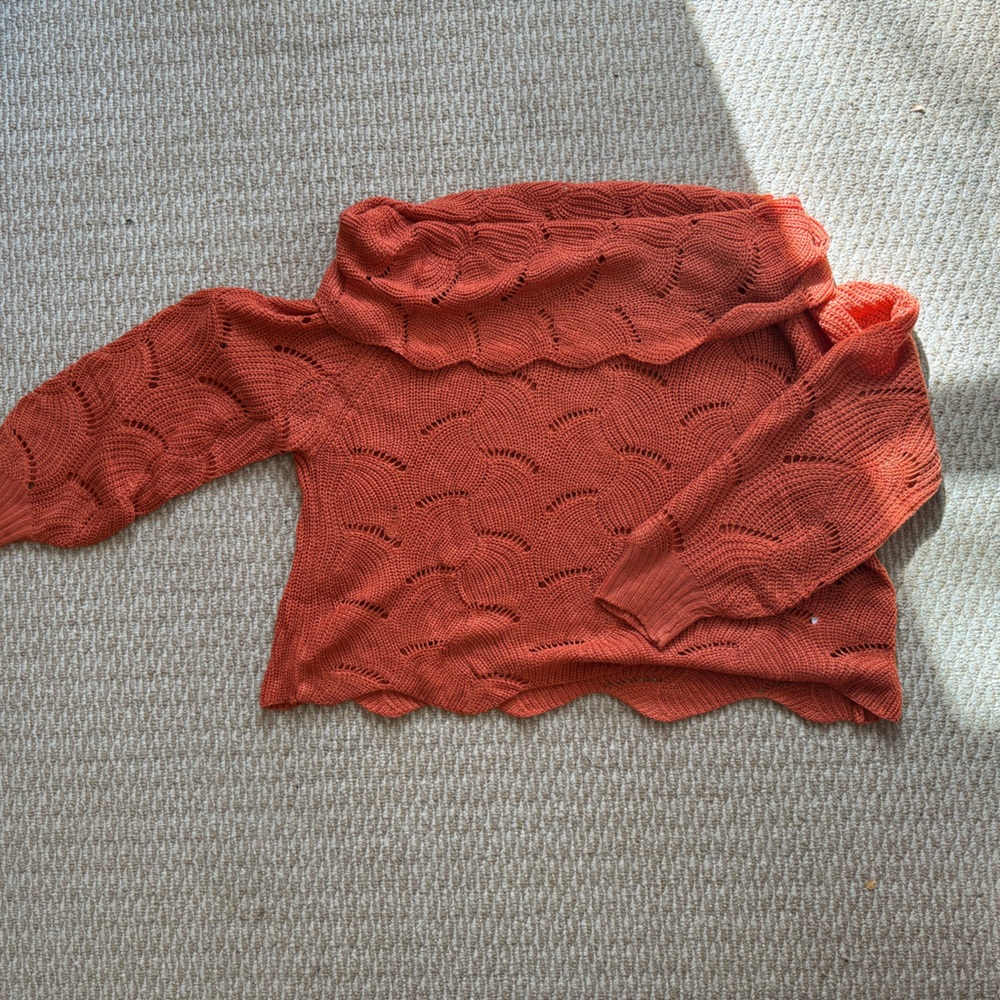 Over Sized Orange Cowl Neck Sweater